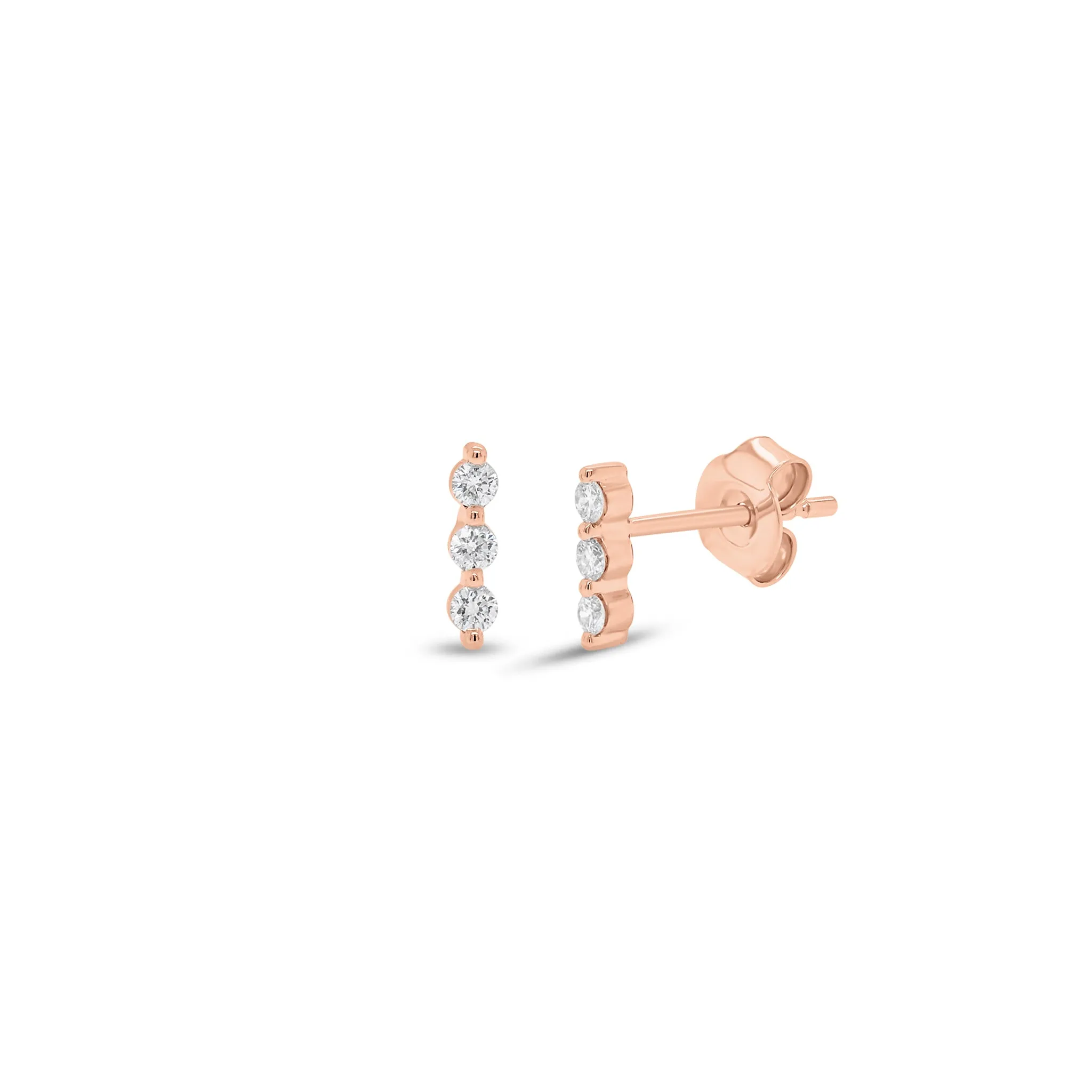 Diamond Trio Bar Stud Earrings