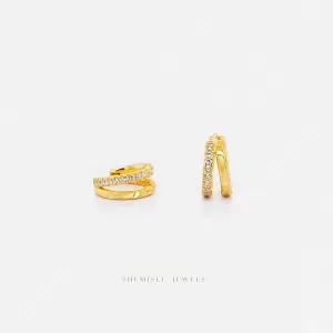 Double lined CZ Hoops, Gold, Silver SHEMISLI SH621