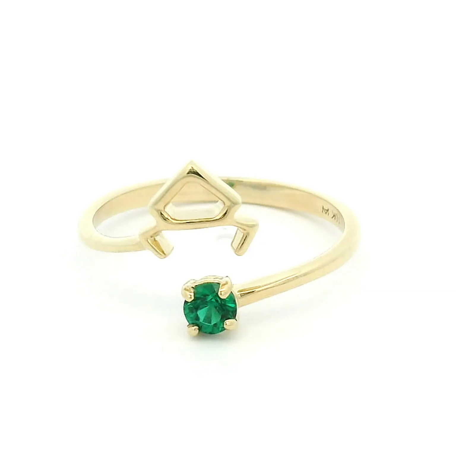 Elegant Created Emerald Taurus Yellow Gold Ring