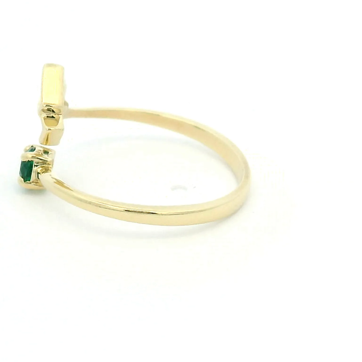 Elegant Created Emerald Taurus Yellow Gold Ring