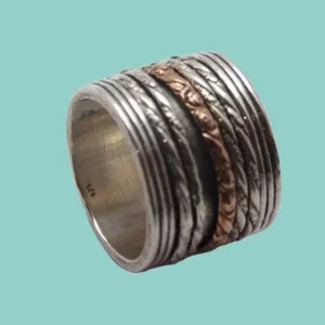 Elegant Spinner Ring. Silver Gold 9 carat. Boho Meditation Spinning Ring.