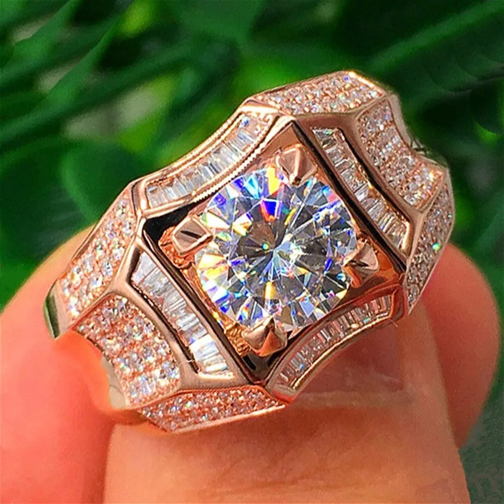 Engagement Jewelry Luxury Bright Round Cut Cubic Zircon Wedding Band Ring