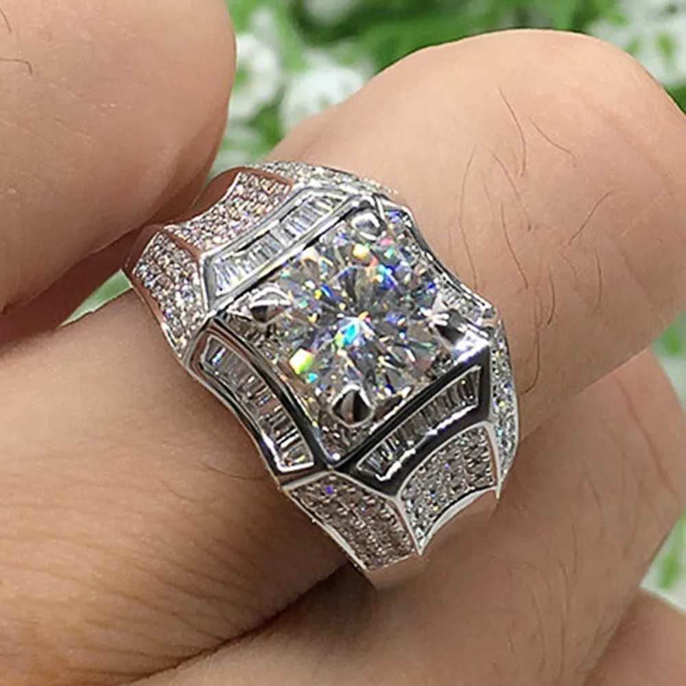 Engagement Jewelry Luxury Bright Round Cut Cubic Zircon Wedding Band Ring