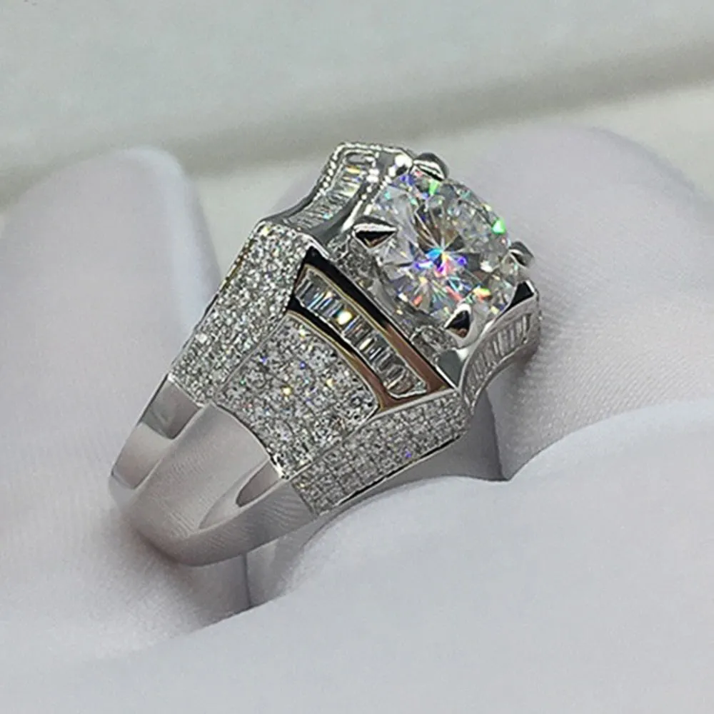 Engagement Jewelry Luxury Bright Round Cut Cubic Zircon Wedding Band Ring