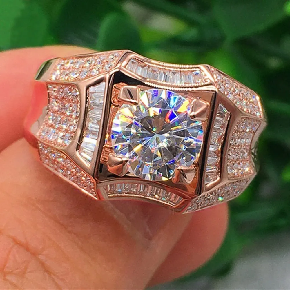 Engagement Jewelry Luxury Bright Round Cut Cubic Zircon Wedding Band Ring