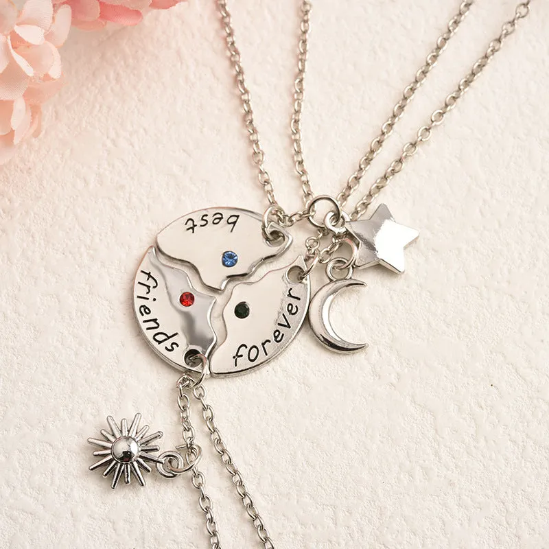 Engravable Best Friends Forever Necklaces Set for 3