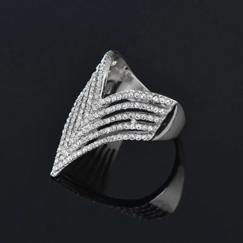 Fashion Jewelry Geometric Micro Pave Invert Triangle Cubic Zircon Fashion Ring