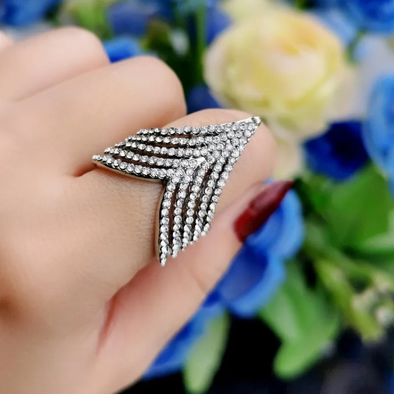 Fashion Jewelry Geometric Micro Pave Invert Triangle Cubic Zircon Fashion Ring