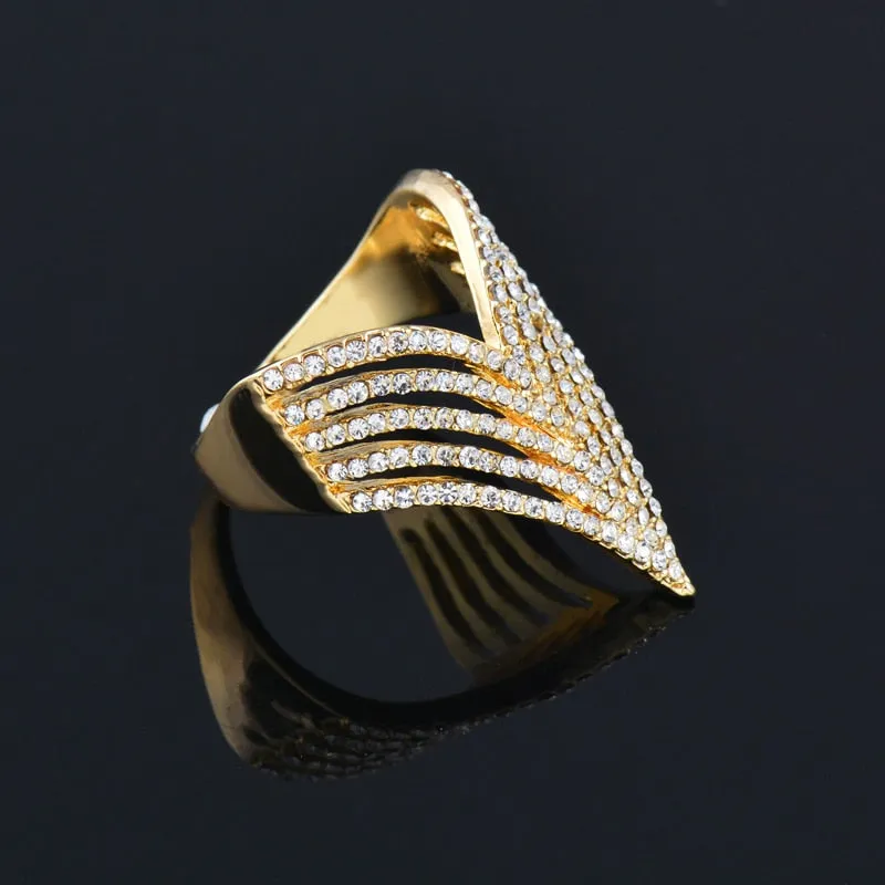 Fashion Jewelry Geometric Micro Pave Invert Triangle Cubic Zircon Fashion Ring