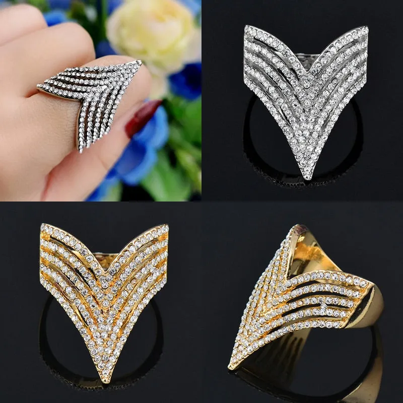 Fashion Jewelry Geometric Micro Pave Invert Triangle Cubic Zircon Fashion Ring