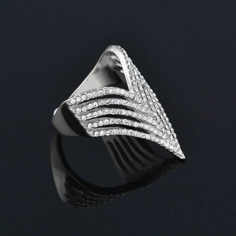 Fashion Jewelry Geometric Micro Pave Invert Triangle Cubic Zircon Fashion Ring