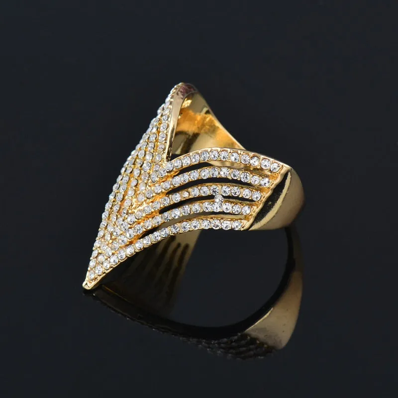 Fashion Jewelry Geometric Micro Pave Invert Triangle Cubic Zircon Fashion Ring