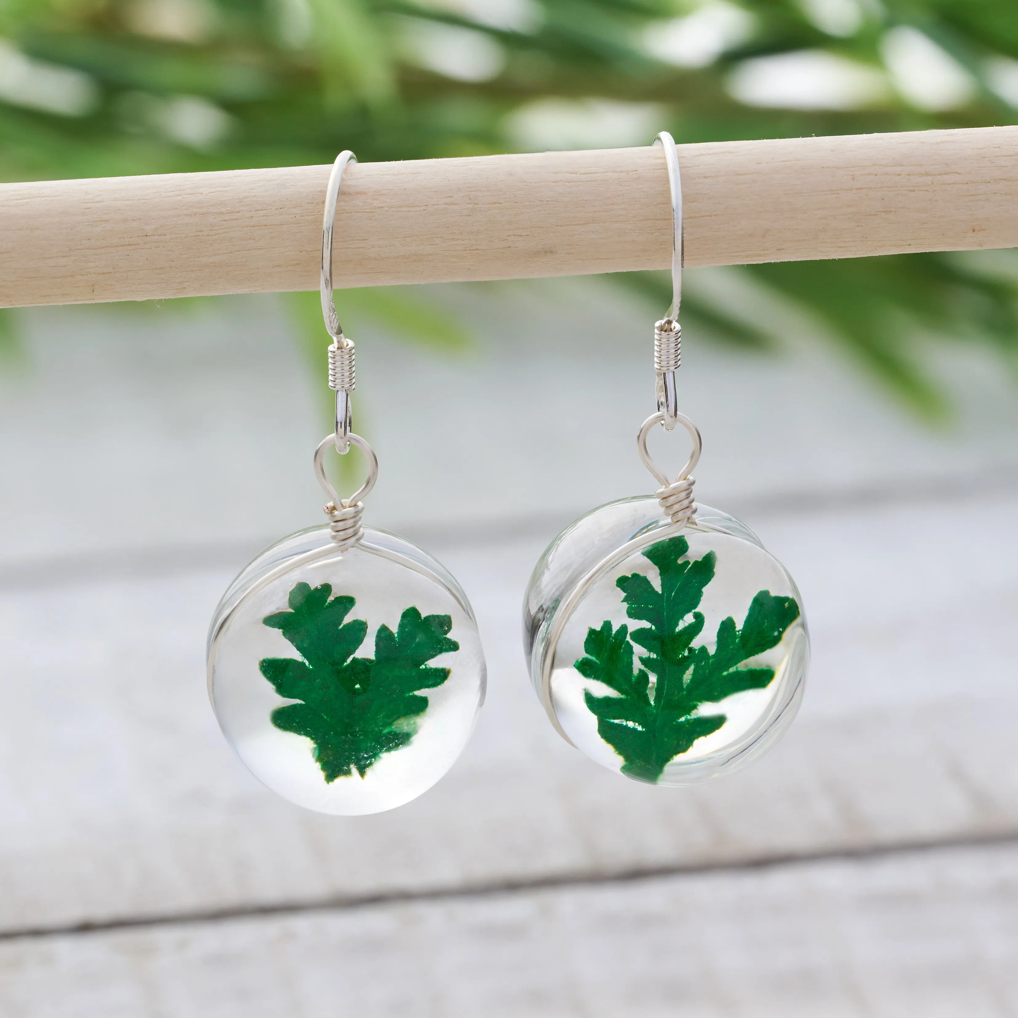 Fern Glass Ball Earrings