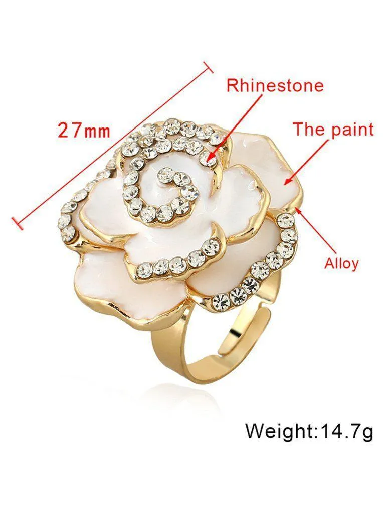 Flower Design Rhinestone Ring