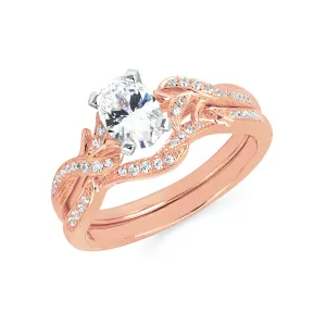 Forever Elegant&trade; .08 Ctw. Diamond Semi Mount shown with 3/4 Ct. Oval Center Diamond in 14K Gold