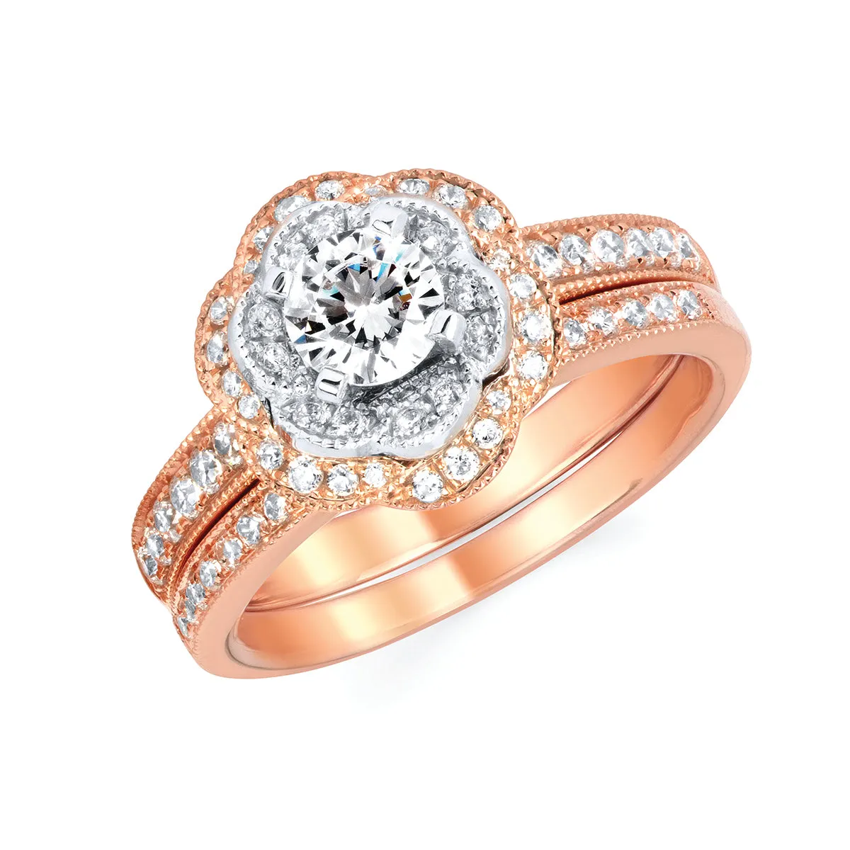 Forever Elegant&trade; 1/2 Ctw. Diamond Semi Mount shown with 1/2 Ct. Round Center Diamond in 14K Gold