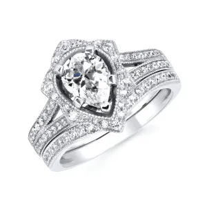 Forever Elegant&trade; 1/3 Ctw. Diamond Semi Mount shown with 1 Ct. Pear Center Diamond in 14K Gold