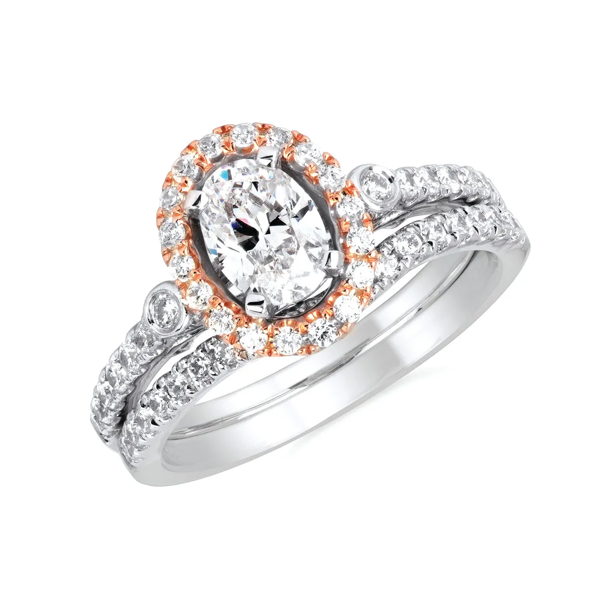 Forever Elegant&trade; 1/3 Ctw. Diamond Semi Mount shown with 3/4 Ct. Oval Center Diamond in 14K Gold