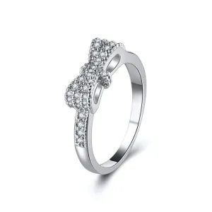 Geometrical Cubic Zircon Bow Knot Rings