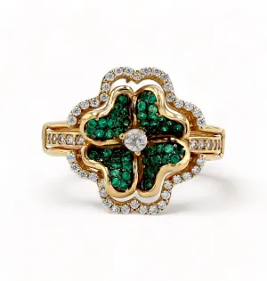 Gold 14k double clover ring