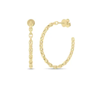 Gold Cable Chain Hoop Earrings