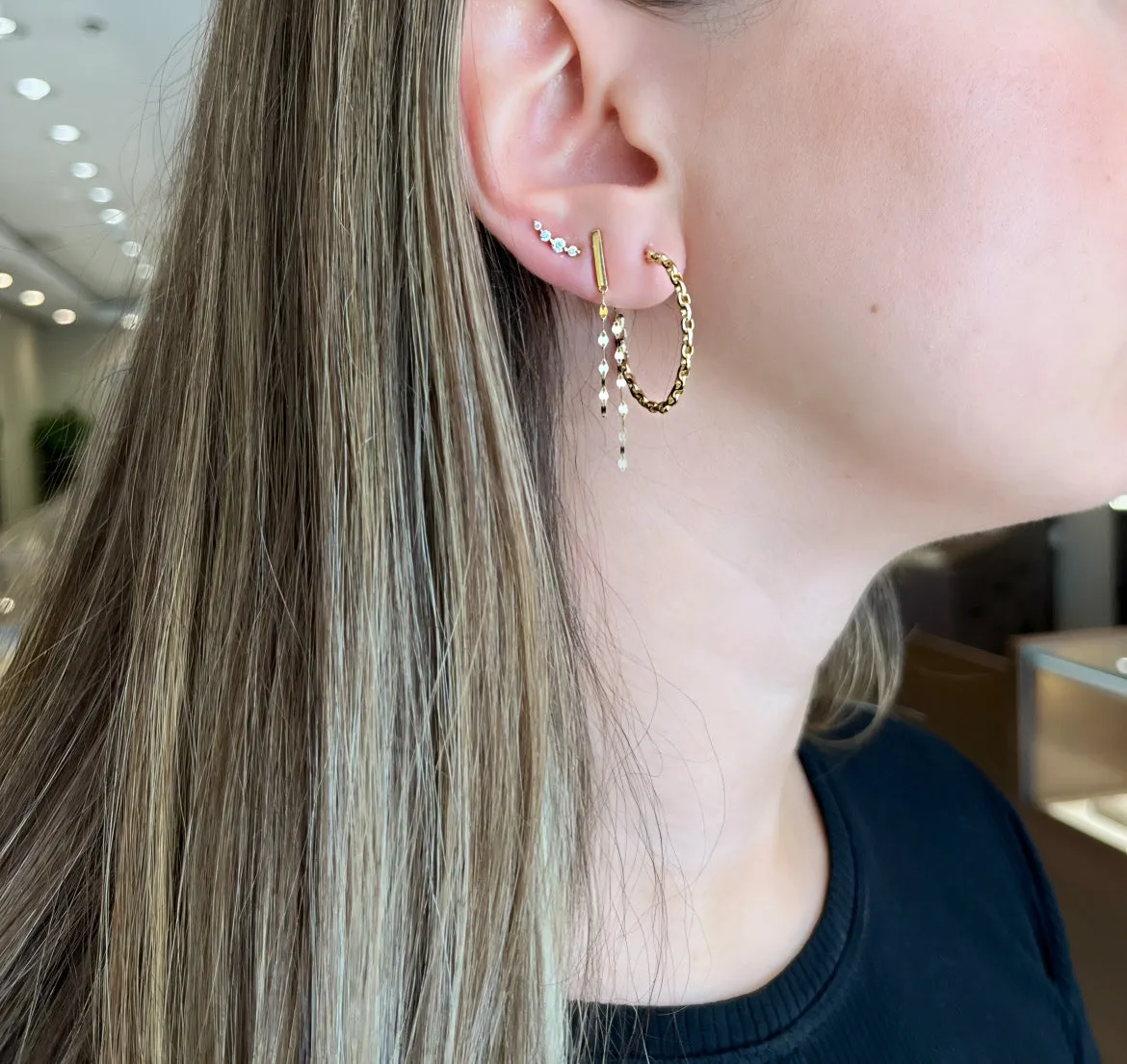 Gold Cable Chain Hoop Earrings