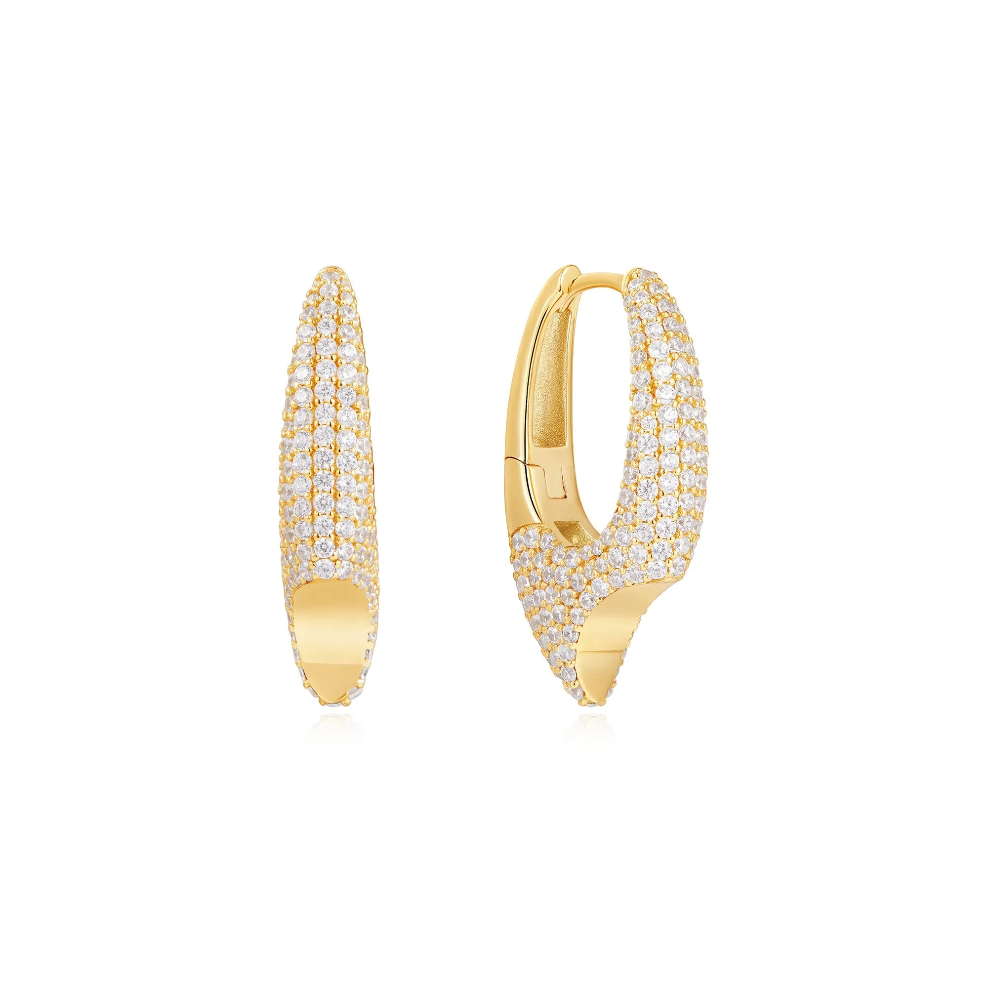 Gold Pave Arrow Hoop Earrings