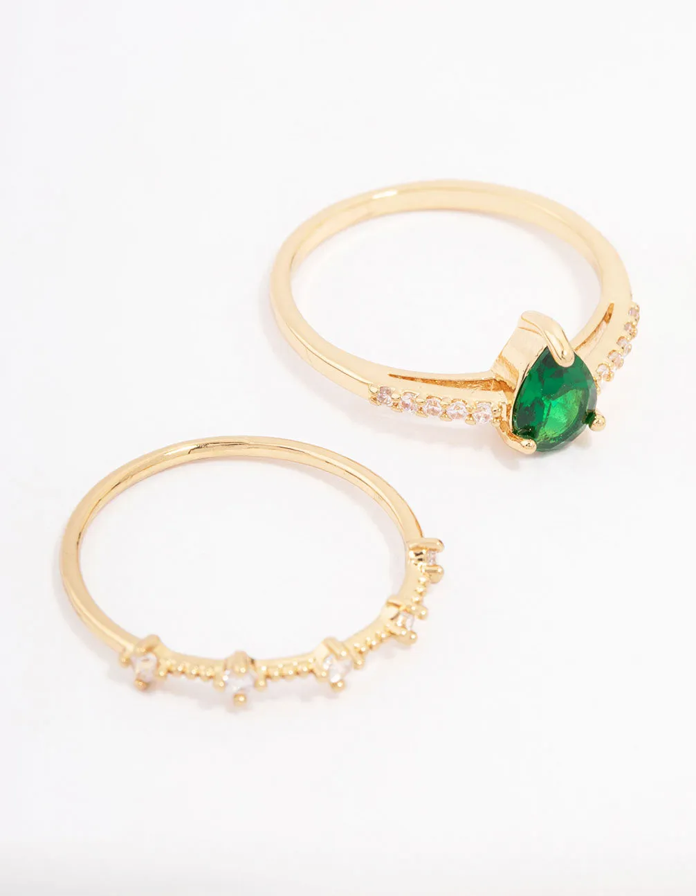 Gold Plated Elegant Pear Triple Stacking Ring