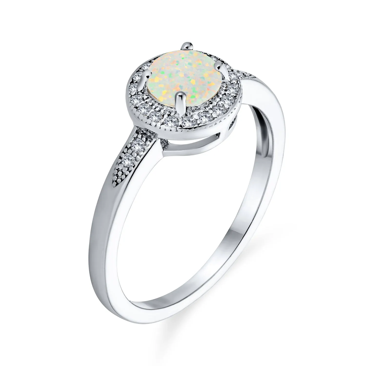 Halo 1CT Square Solitaire White Opal Engagement Ring Infinity Band