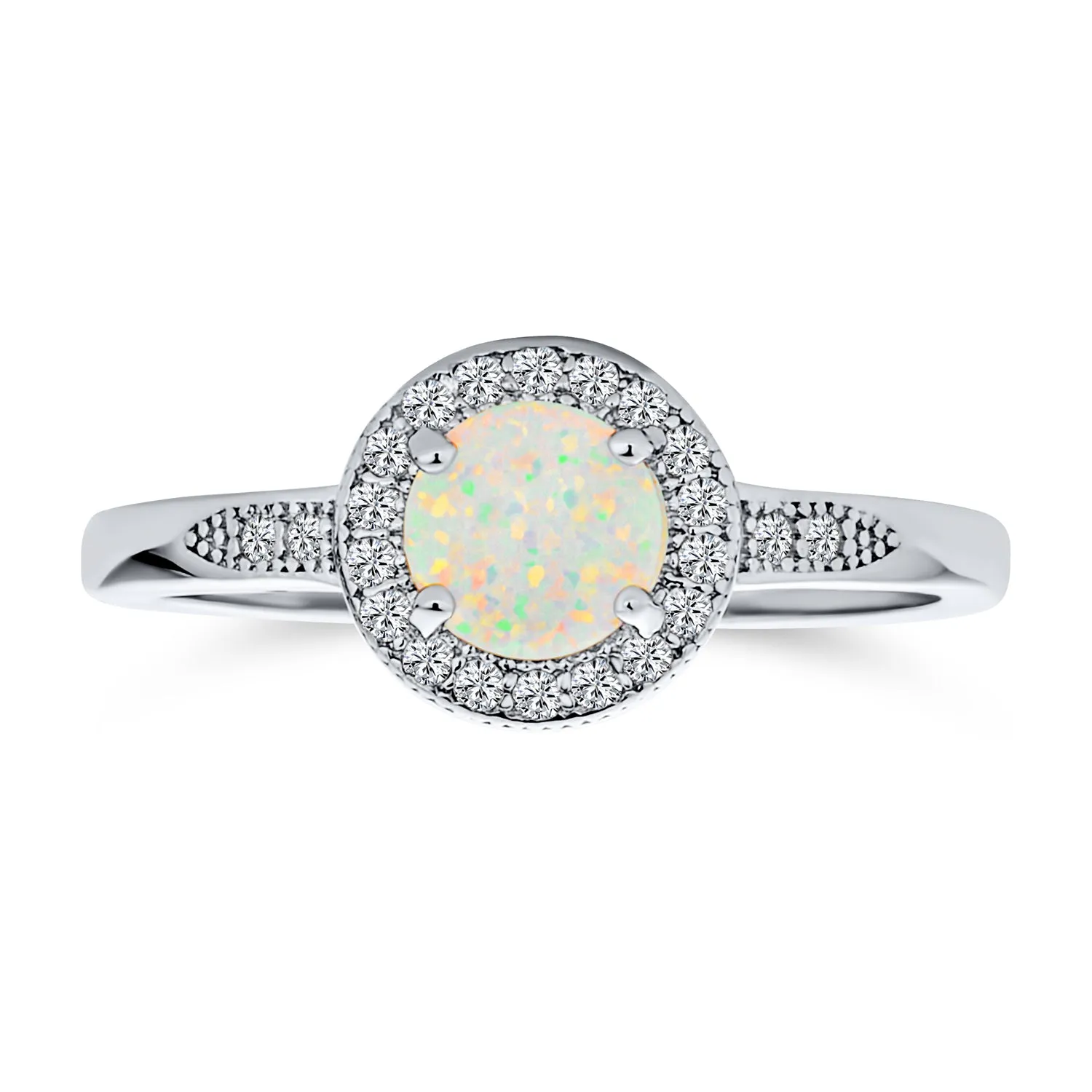 Halo 1CT Square Solitaire White Opal Engagement Ring Infinity Band