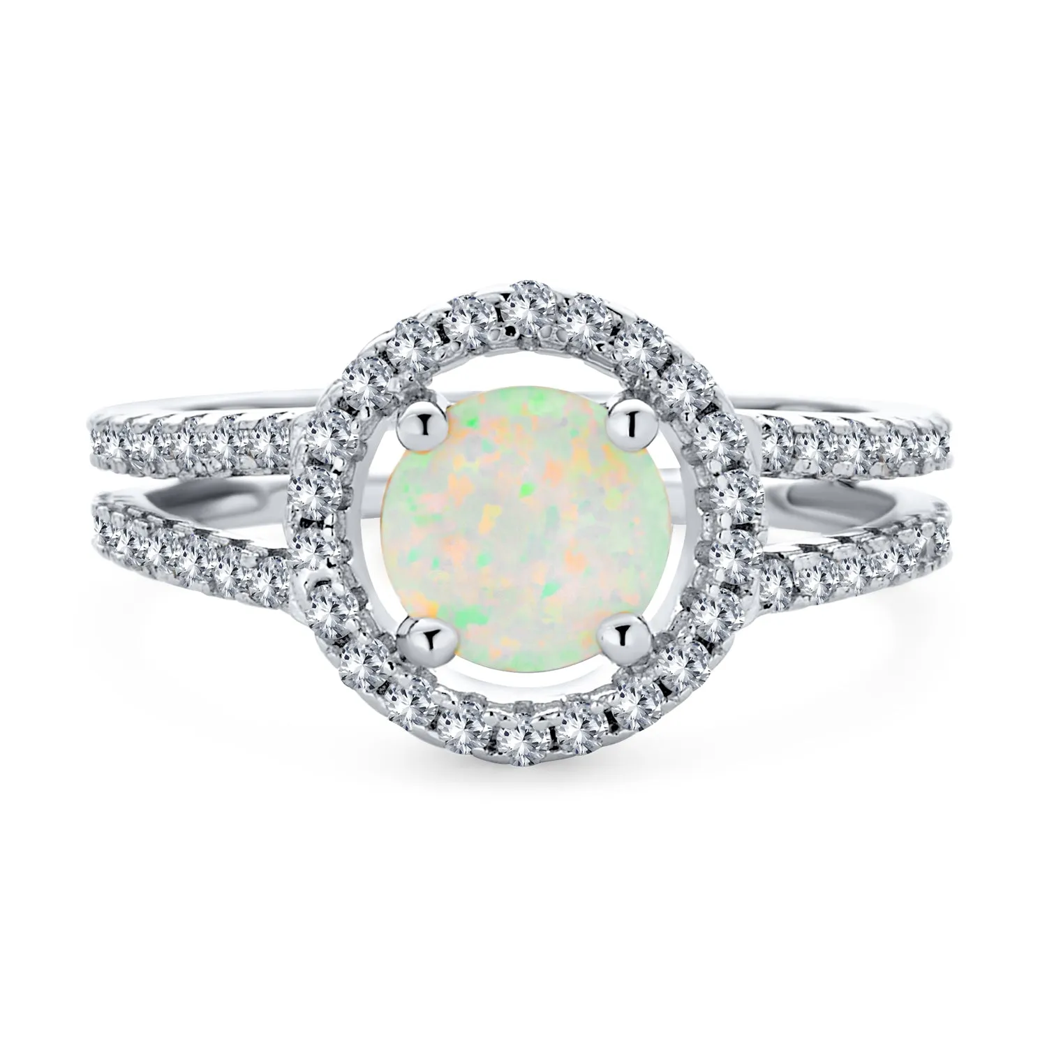 Halo 1CT Square Solitaire White Opal Engagement Ring Infinity Band