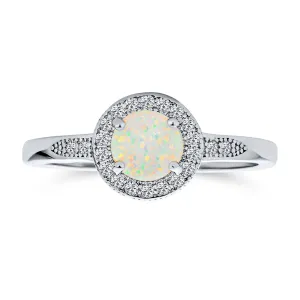 Halo 1CT Square Solitaire White Opal Engagement Ring Infinity Band