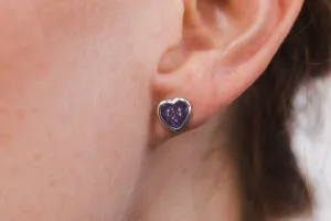 Heart Stud Earrings with Cremation Ash