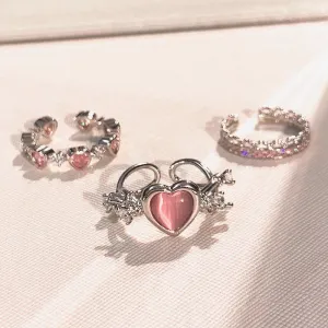 Heart Vintage Love Rings for Women INS Punk Gothic Open Geometric Finger Rings Wedding Party Trendy Girls Jewelry 2023 Fashion