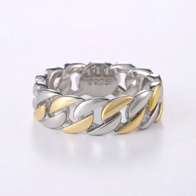 Hip Hop Jewelry Metallic Chain Puzzle Ring for Women in 925 Sterling Silver