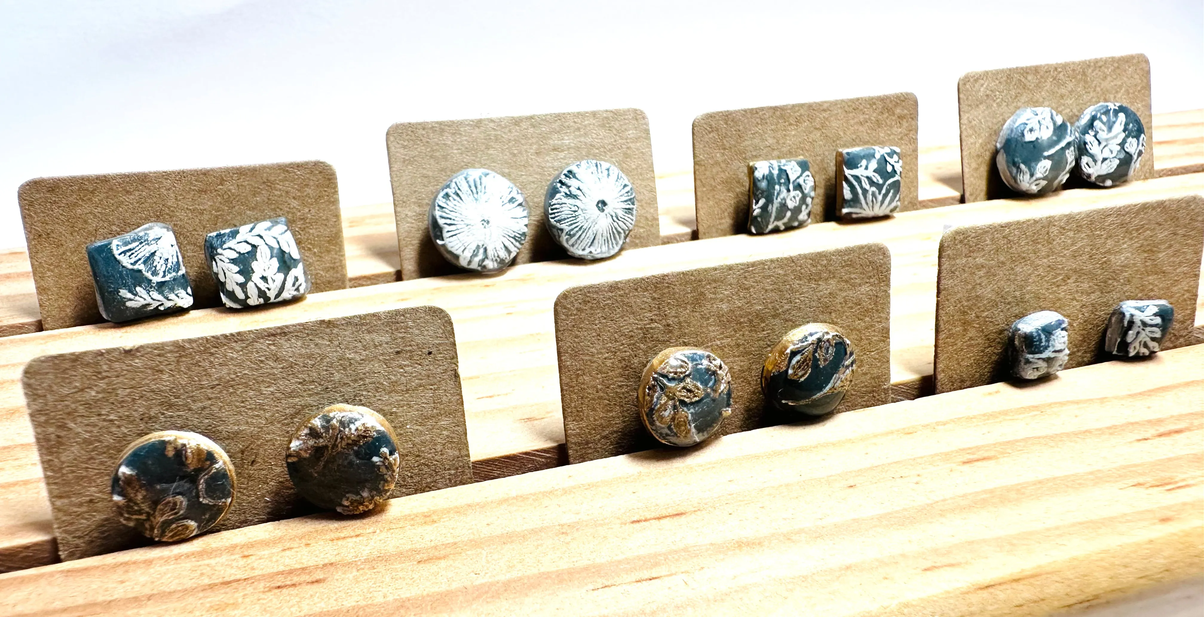 Lace Design Handmade Clay Stud Earrings/Minimalist Earrings/Simple Earrings