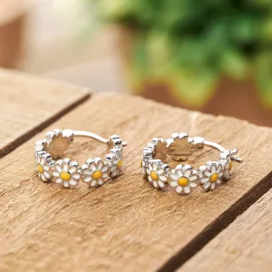 Little Daisy Huggie Hoop Earrings