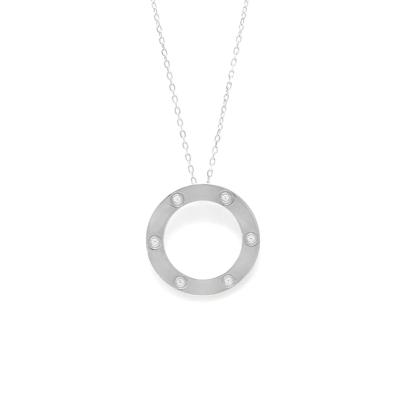 Luxe Stone Circle Necklace - Sterling Silver