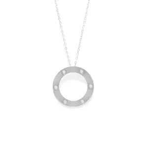 Luxe Stone Circle Necklace - Sterling Silver