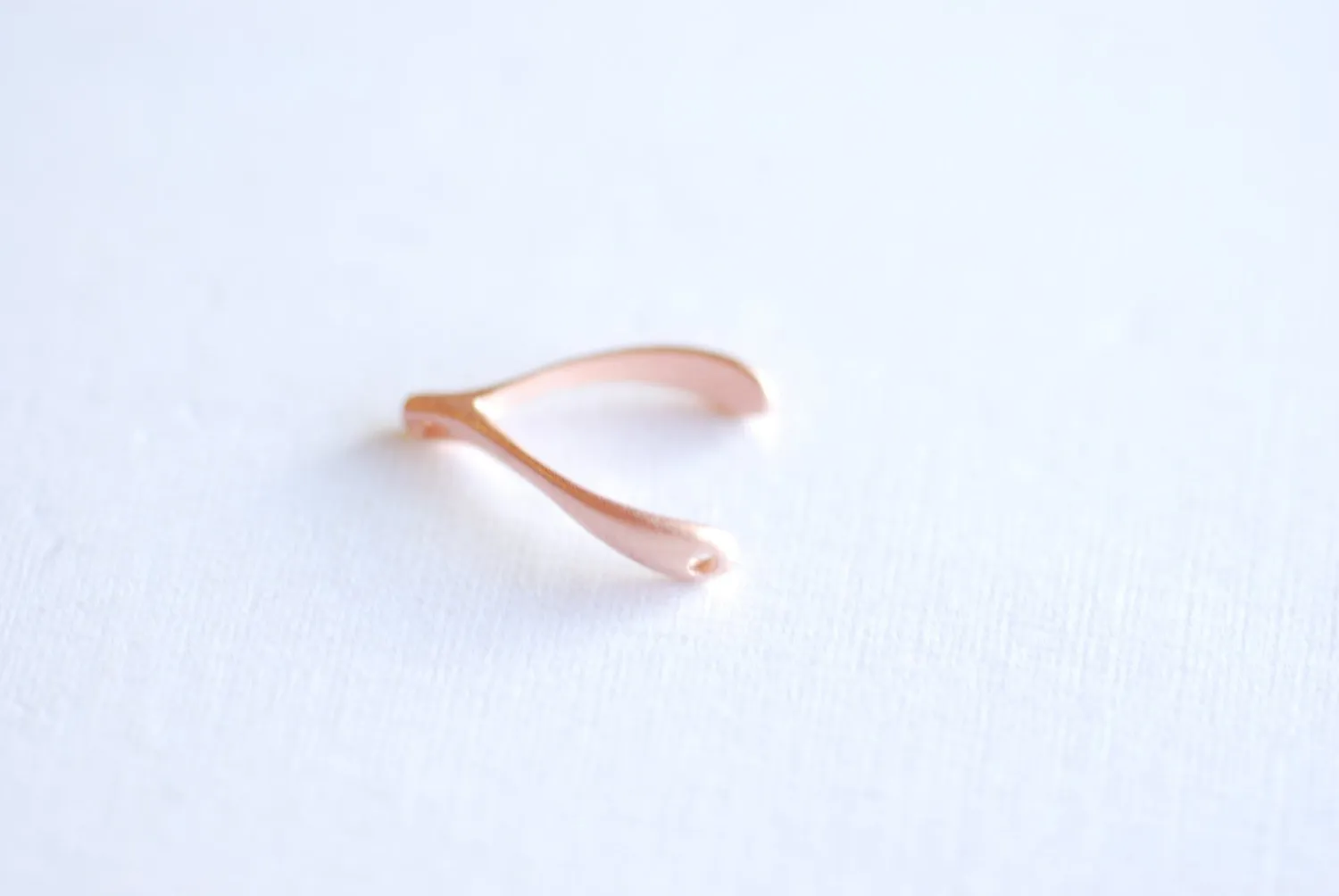 Matte Pink Rose Gold Vermeil Wishbone Connector Charm- 18k gold over Sterling Silver Wishbone Connector Link Spacer, 2 holes wishbone, 13