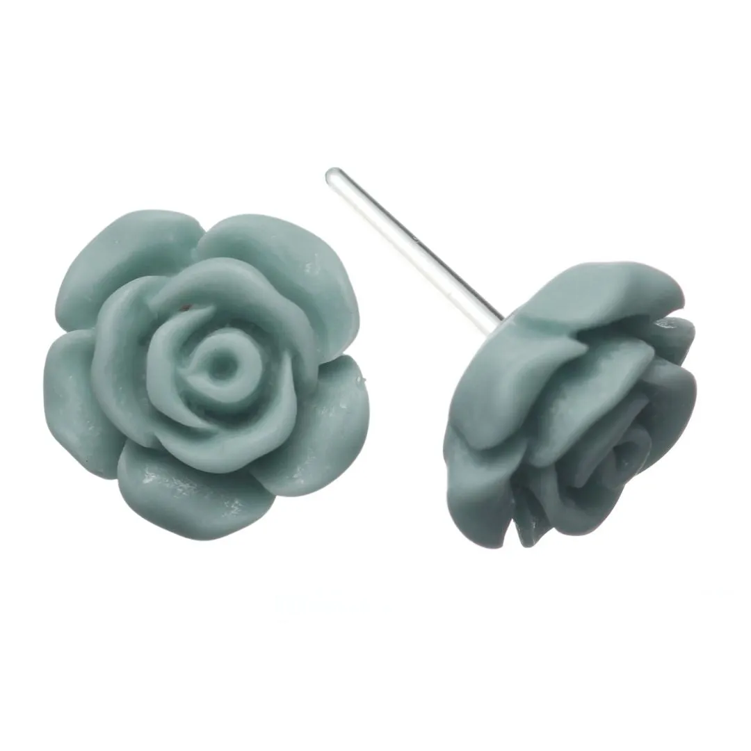 Matte Rose Studs Hypoallergenic Earrings for Sensitive Ears Made with Plastic Posts