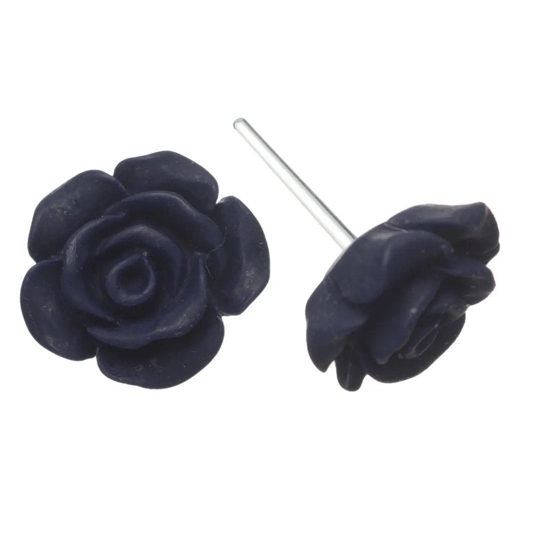 Matte Rose Studs Hypoallergenic Earrings for Sensitive Ears Made with Plastic Posts