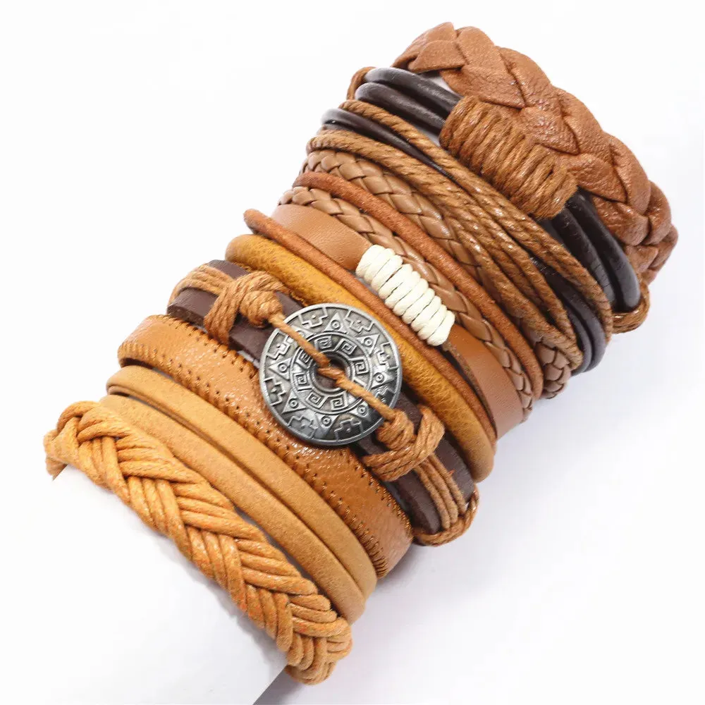 Men's Leather Bracelets Set - 10 Pieces for Every Style