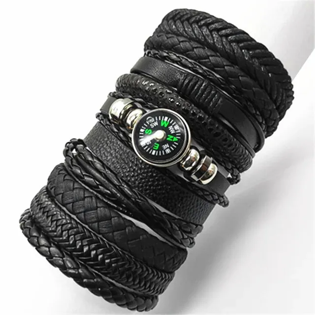 Men's Leather Bracelets Set - 10 Pieces for Every Style