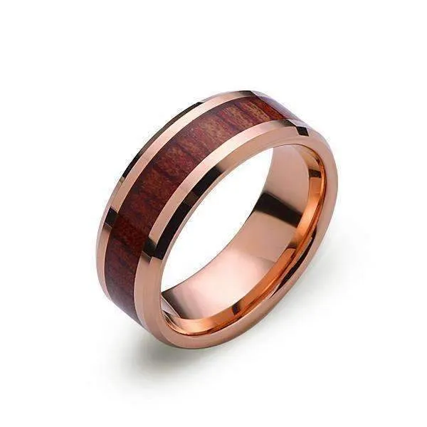 Mirror Polish Titanium Band with Mahogany Inlay