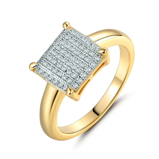 MOLIAM Fashion Wedding Rings for Women Gold-Color Crystal Cubic Zirconia Square Shape Ring Jewelry MLR229