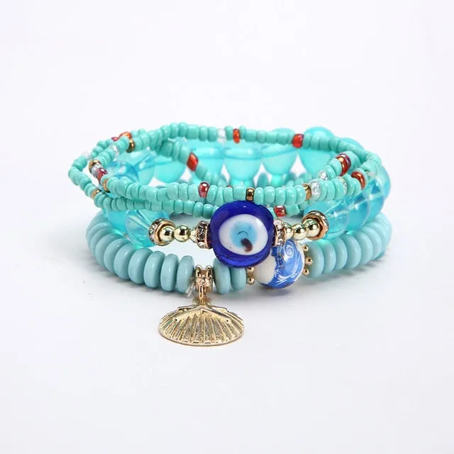 Multilayer Elastic Weave Bracelets