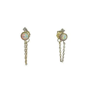 Opaline White Opal Chain Studs