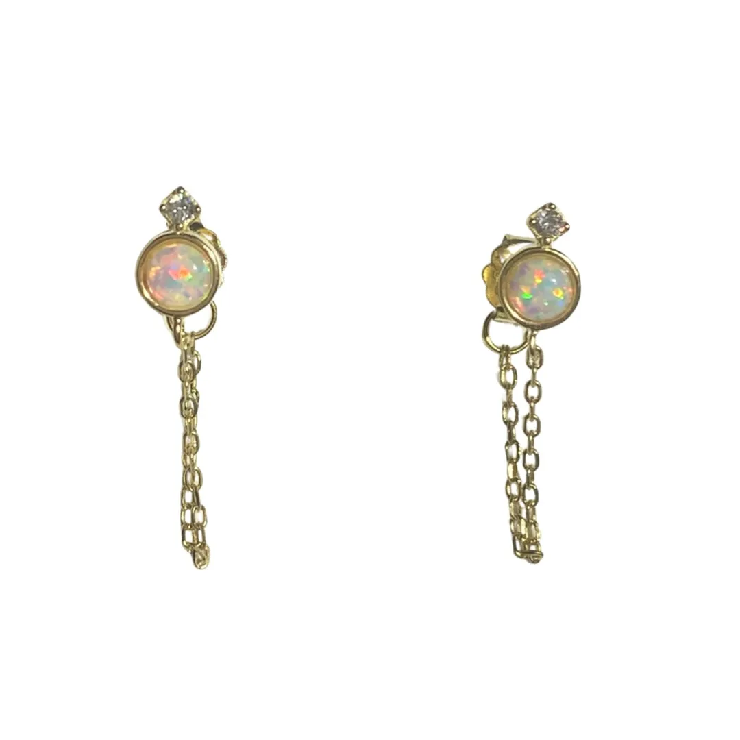 Opaline White Opal Chain Studs