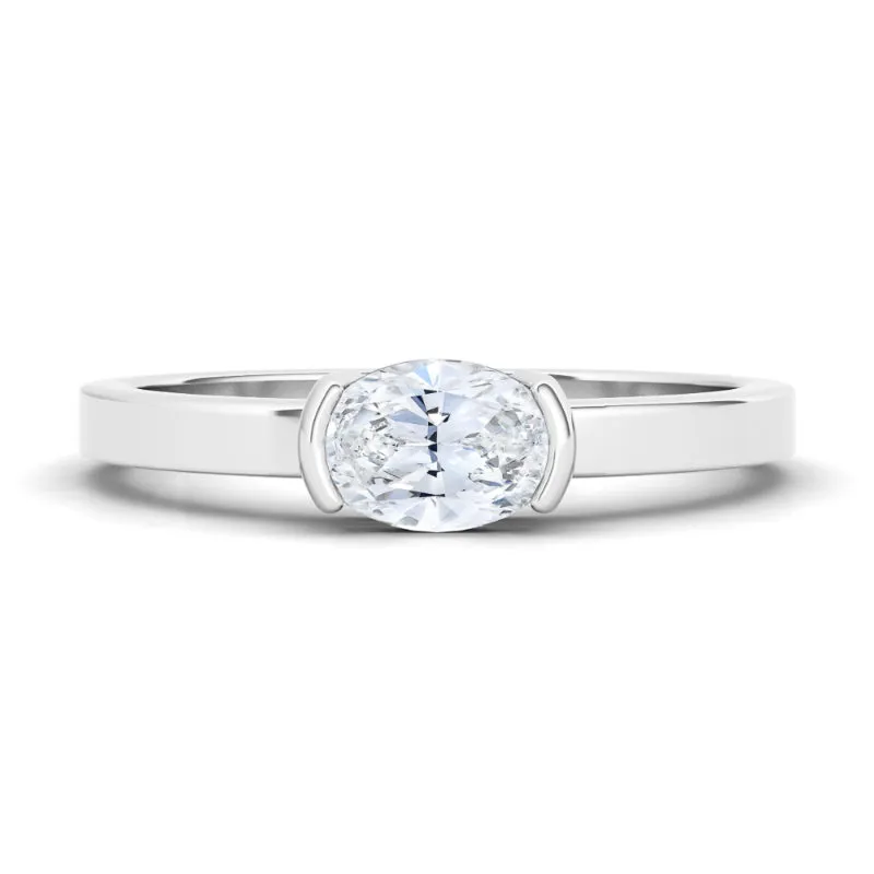 Oval Half Bezel Diamond Ring